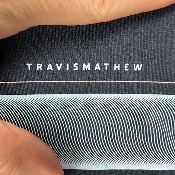 Travis Mathew Mens Golf Polo Shirt Medium Navy Blue Rugby Short Sleeve Stretch